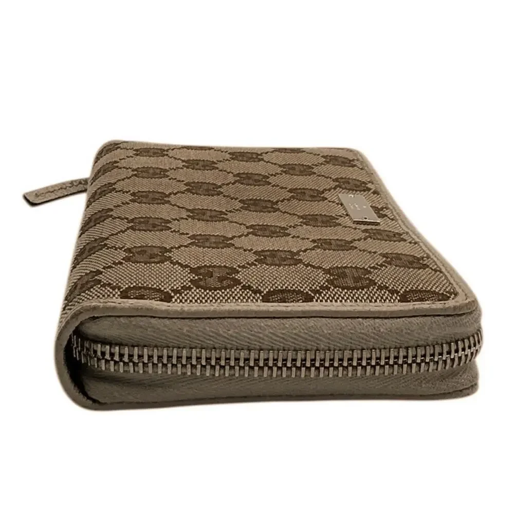 Gucci GG Canvas Zip Around Continental Wallet Monogram Beige‎ Tan Leather - Picture 6 of 10